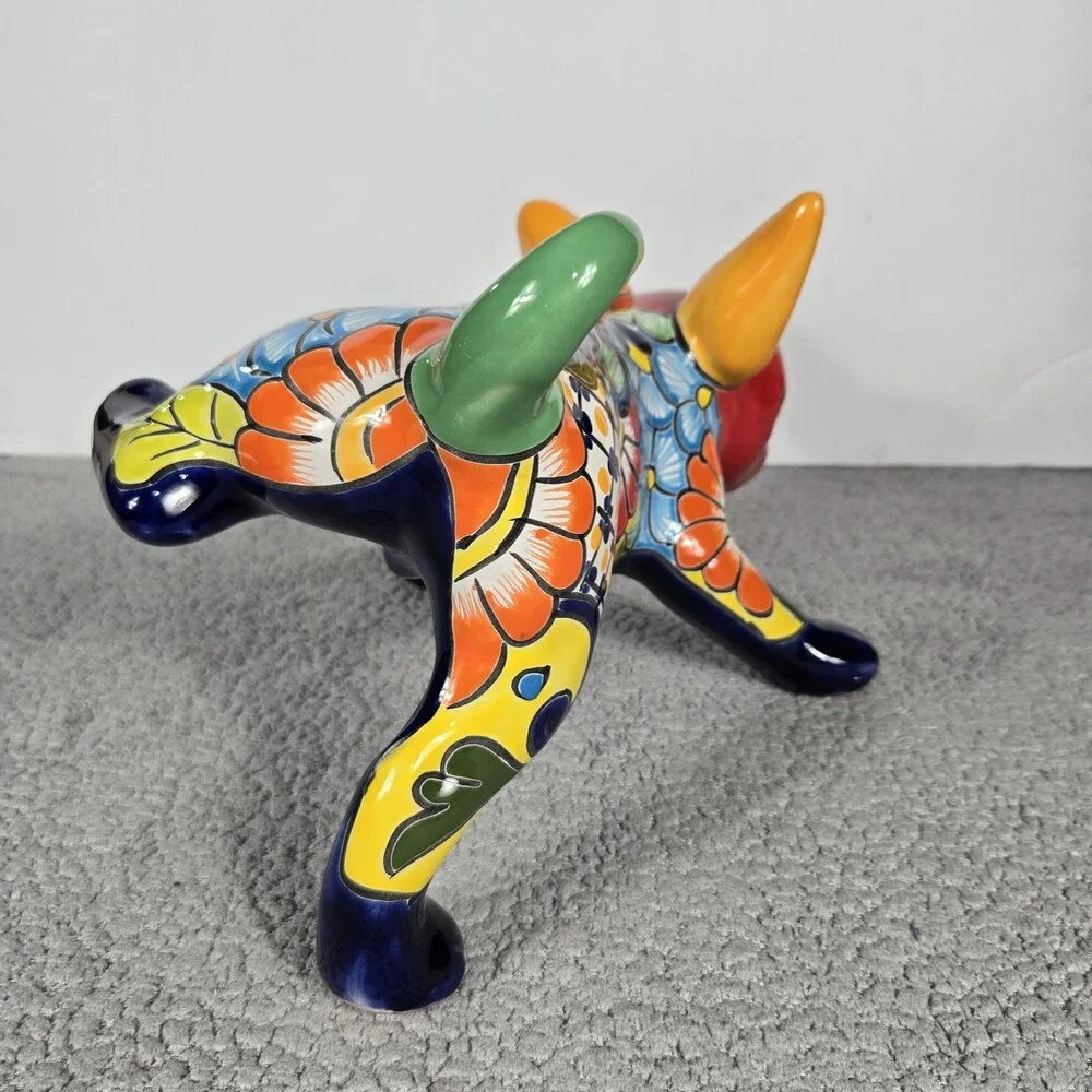 Talavera Peeing Chihuahua Mexican Pottery Art Hand Painted 8 x 9 X 12 In
